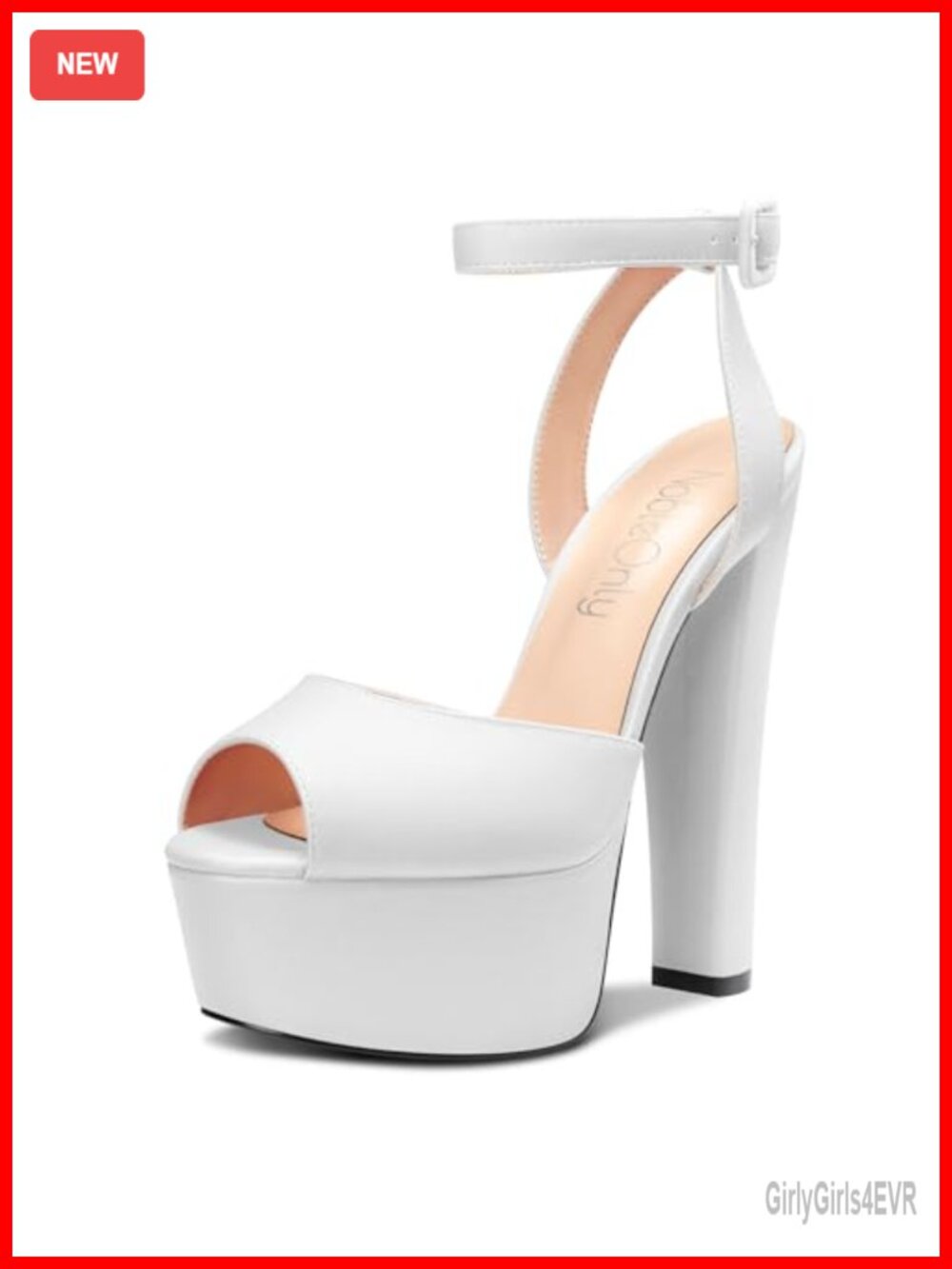 Womens High Block Heel Peep Toe Ankle Strap Platform Sandals 5.9 Inch